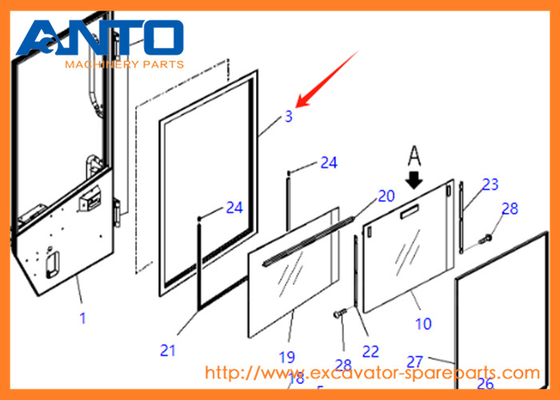 421-925-4641 4219254641 Glasfit KOMATSU Graafmachine WA380 WA430 WA450 WA470 WA480 WA500