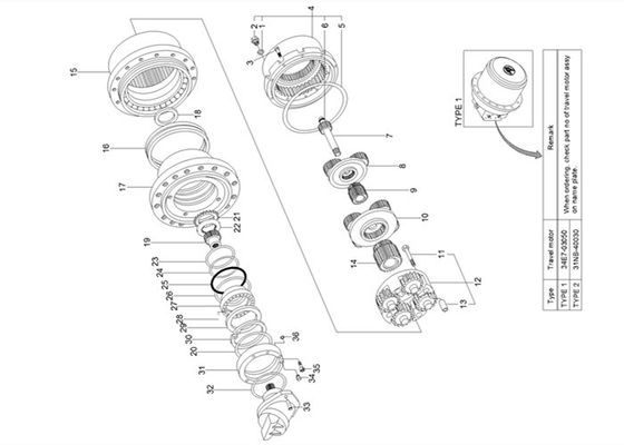 Zontoestel ztaj-00009 Reisversnellingsbak voor Hyundai-Graafwerktuig R480LC9